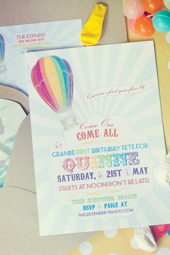 Best ideas about Hot Air Balloon Birthday Invitations
. Save or Pin Rainbow Hot Air Balloon Birthday Invitation Printable Now.