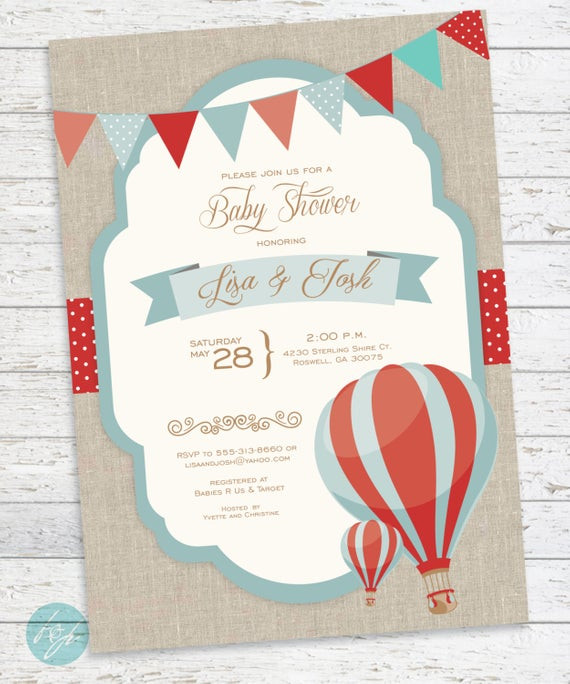 Best ideas about Hot Air Balloon Birthday Invitations
. Save or Pin Hot Air Balloon Invitation Baby Shower Birthday by Now.