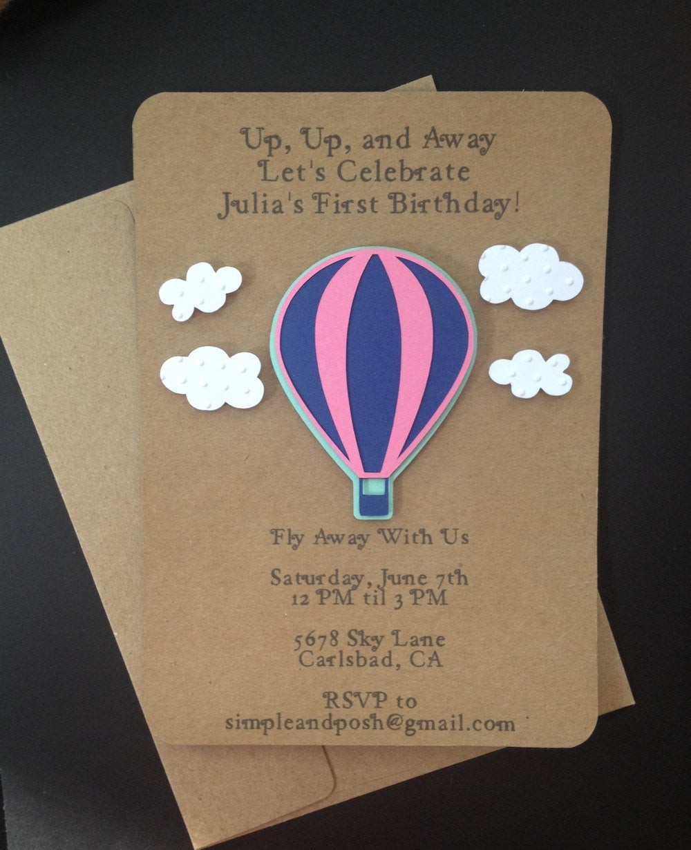 Best ideas about Hot Air Balloon Birthday Invitations
. Save or Pin Hot Air Balloon Invitations Handmade and Custom by Now.
