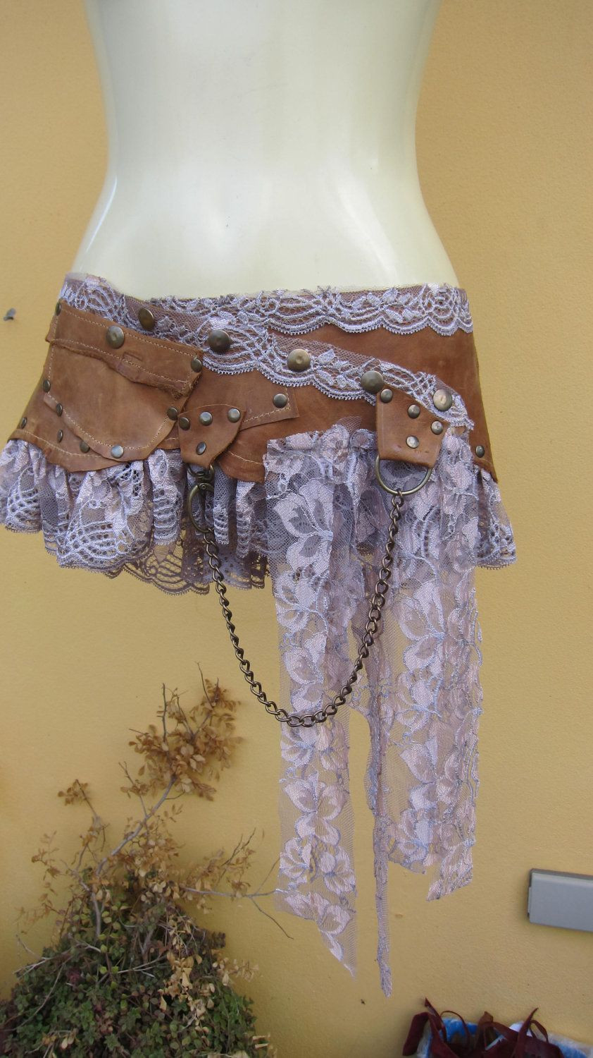 Best ideas about How To DIY Tutorial Tattered Fairy Leather Wrap Skirt
. Save or Pin BURNING MAN leather mini skirt belt with pocket lace Now.
