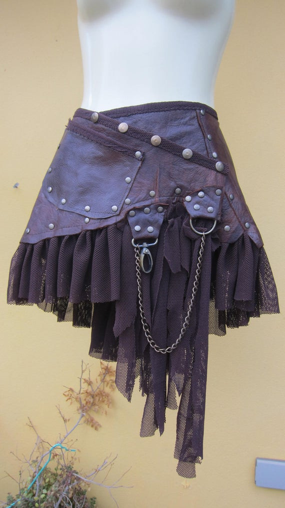 Best ideas about How To DIY Tutorial Tattered Fairy Leather Wrap Skirt
. Save or Pin tribal leather mini skirt belt with pocketlace and stud Now.