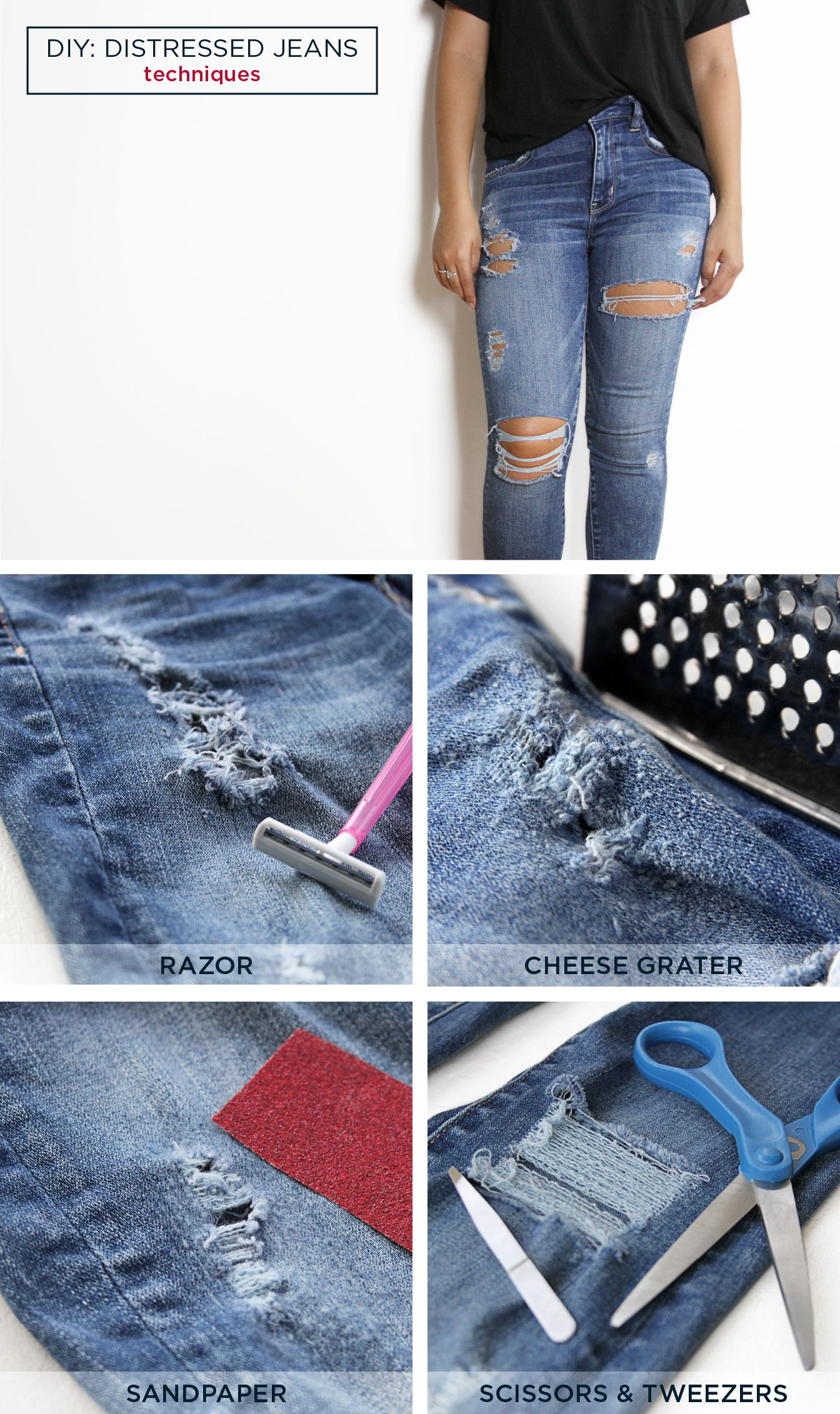 Best ideas about How To Rip Jeans DIY
. Save or Pin DIY Distressed T Shirt and Jeans creative wear Now.