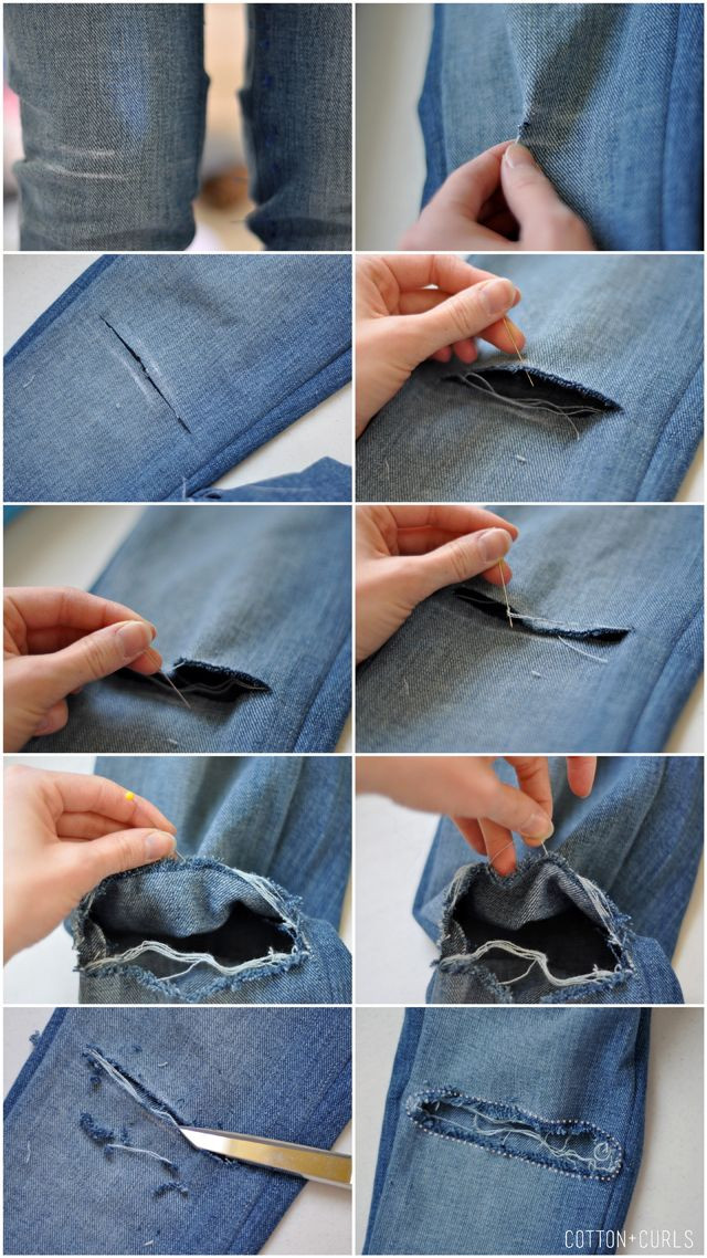 Best ideas about How To Rip Jeans DIY
. Save or Pin C&C How to make holes in your jeans tutorial how to Now.