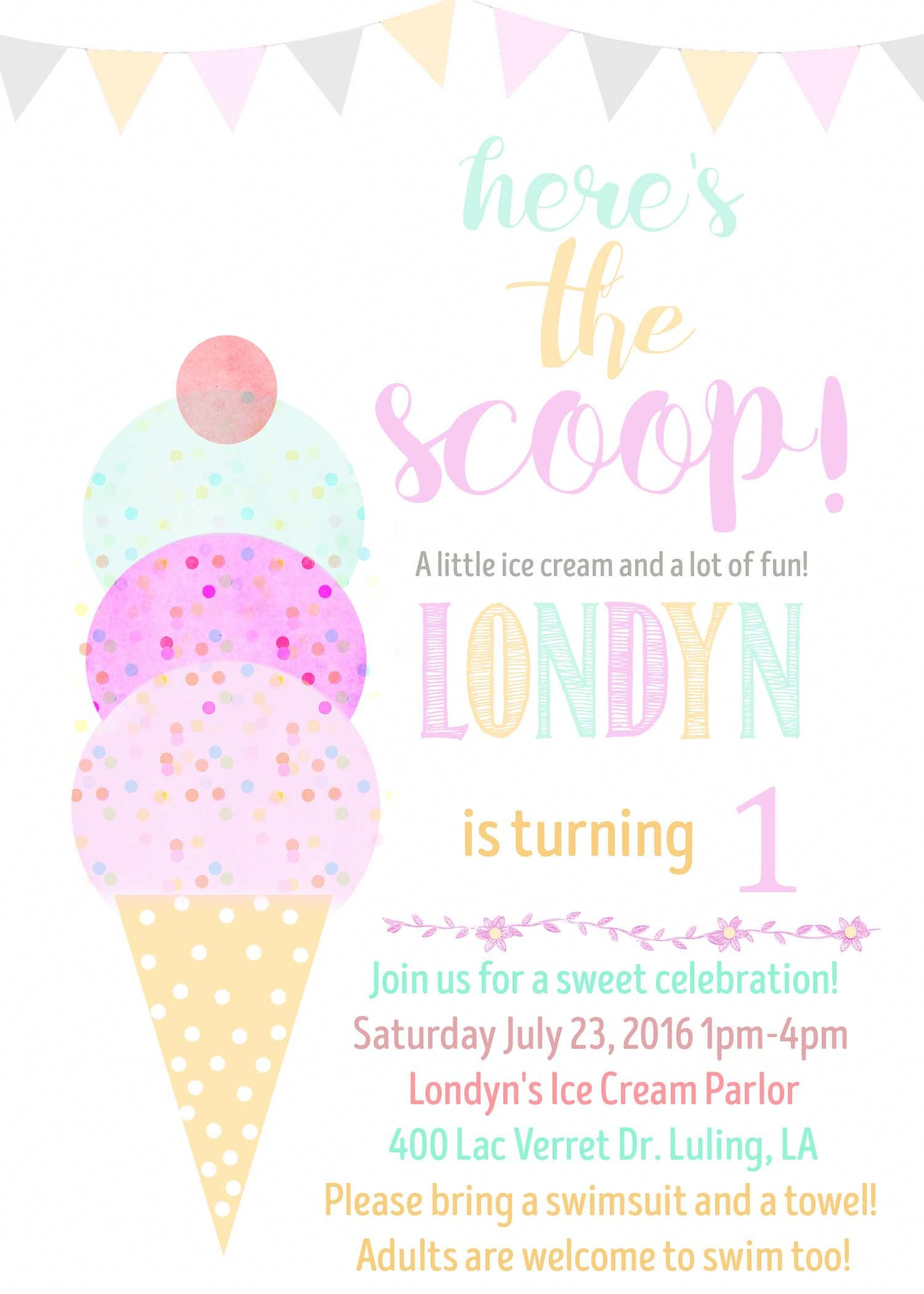 Best ideas about Ice Cream Birthday Party Invitations
. Save or Pin Ice cream birthday invitation water color ice cream cone Now.