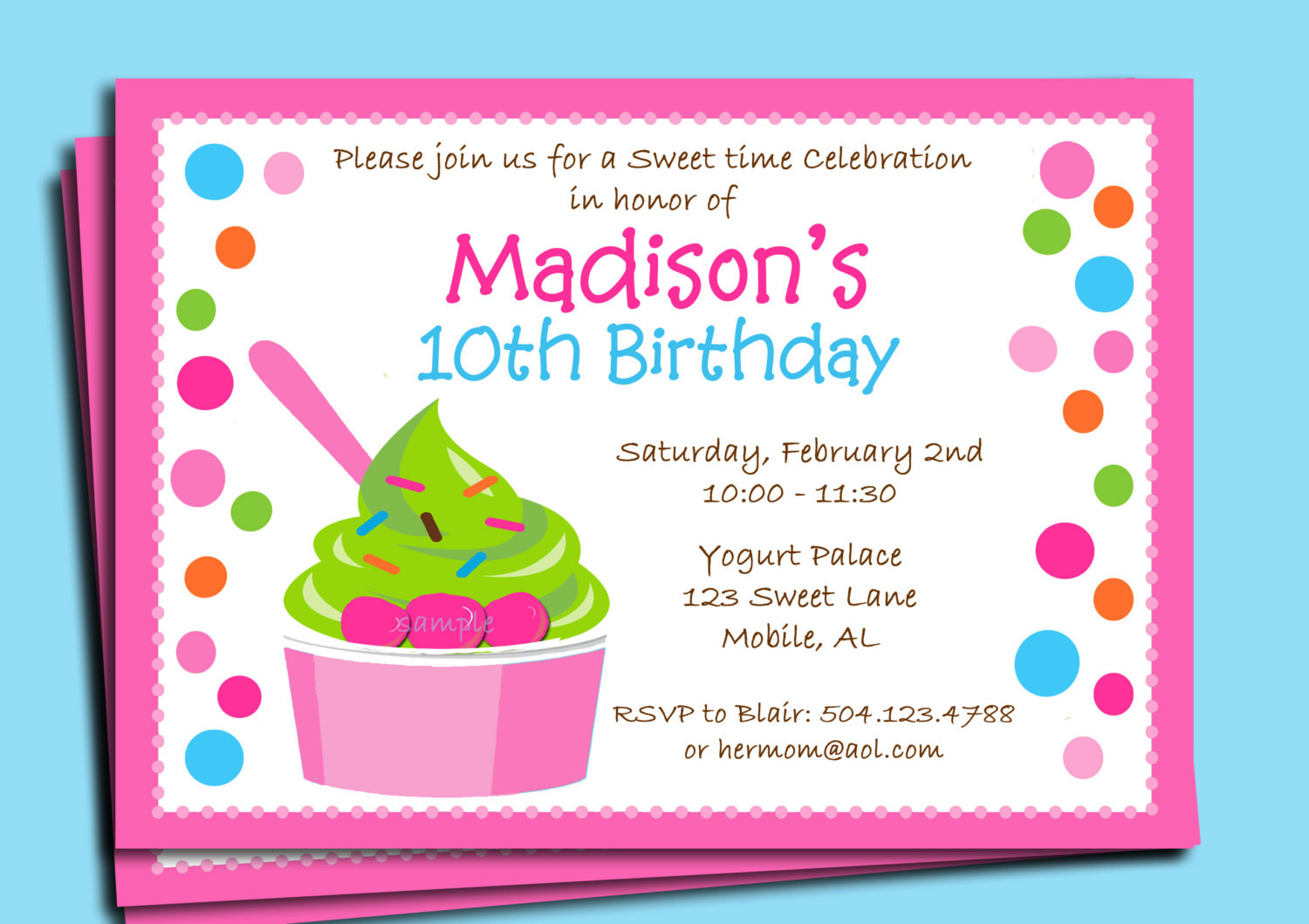 Best ideas about Ice Cream Birthday Party Invitations
. Save or Pin Yogurt or Ice Cream Party Invitation Printable or Printed with Now.