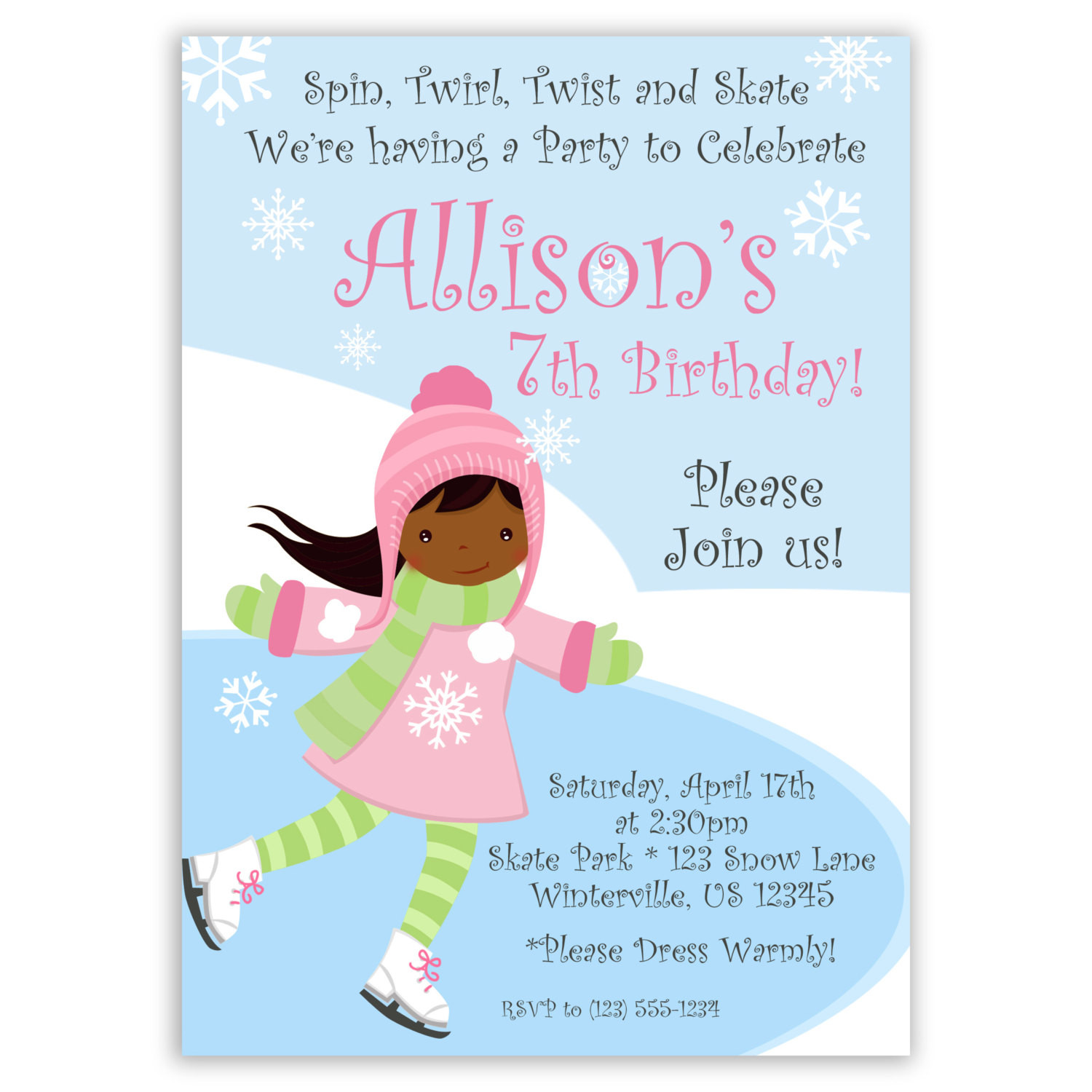 Best ideas about Ice Skating Birthday Invitations
. Save or Pin Ice Skating Invitation Frozen Winter Pond and Snow Cute Now.