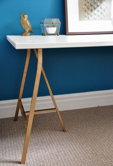 Best ideas about Ikea Desk DIY
. Save or Pin DIY trestle desk with gold legs parts from IKEA Now.