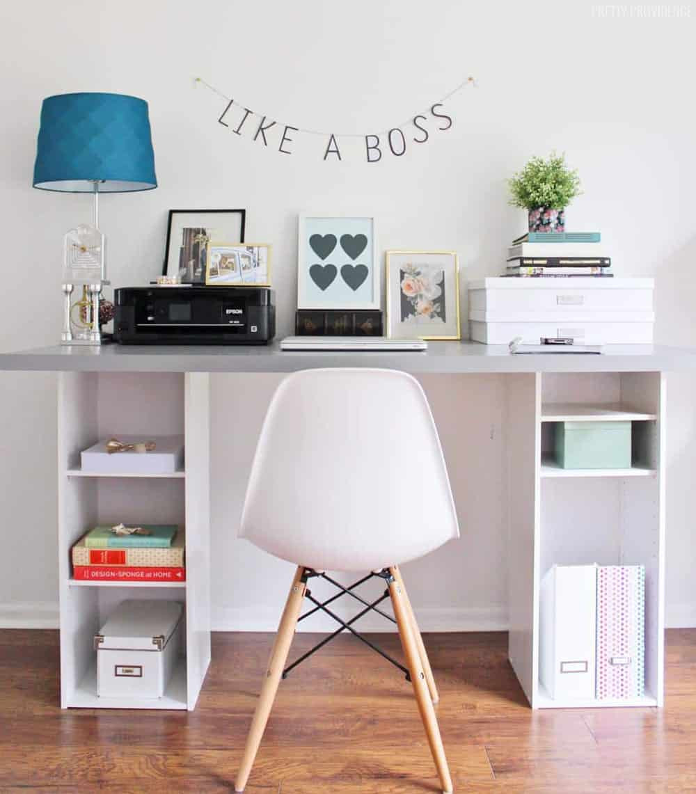 Best ideas about Ikea Desk DIY
. Save or Pin IKEA HACK Desk with Storage Shelves Pretty Providence Now.