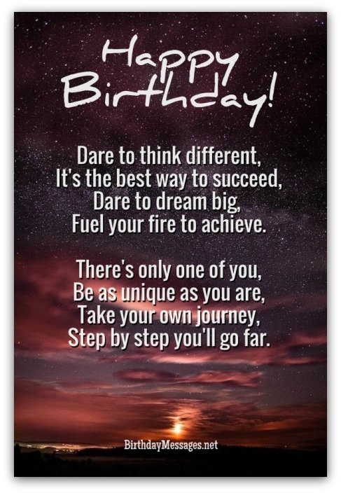 Best ideas about Inspirational Quote Birthday
. Save or Pin Inspirational Birthday Poems Unique Poems for Birthdays Now.