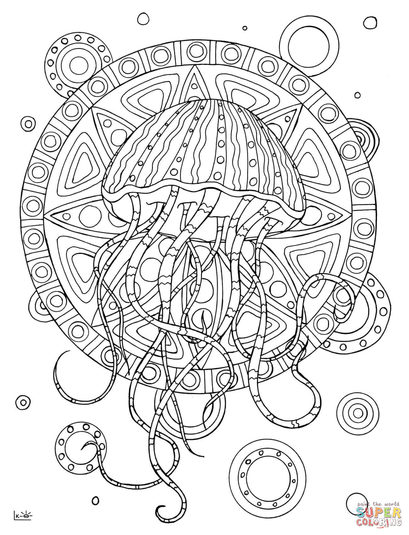 Best ideas about Jellyfish Coloring Pages For Adults
. Save or Pin Jellyfish with Tribal Pattern coloring page Now.