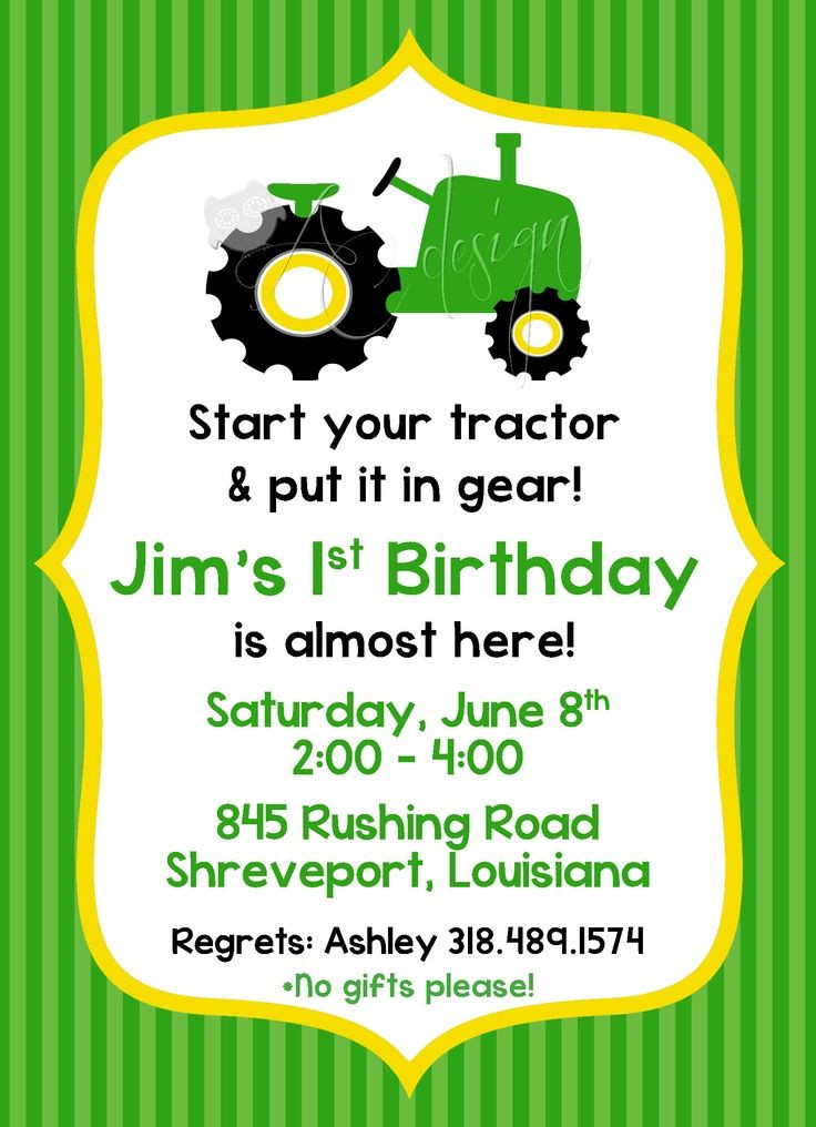 Best ideas about John Deere Birthday Invitations
. Save or Pin John Deere Tractor birthday invitation Now.