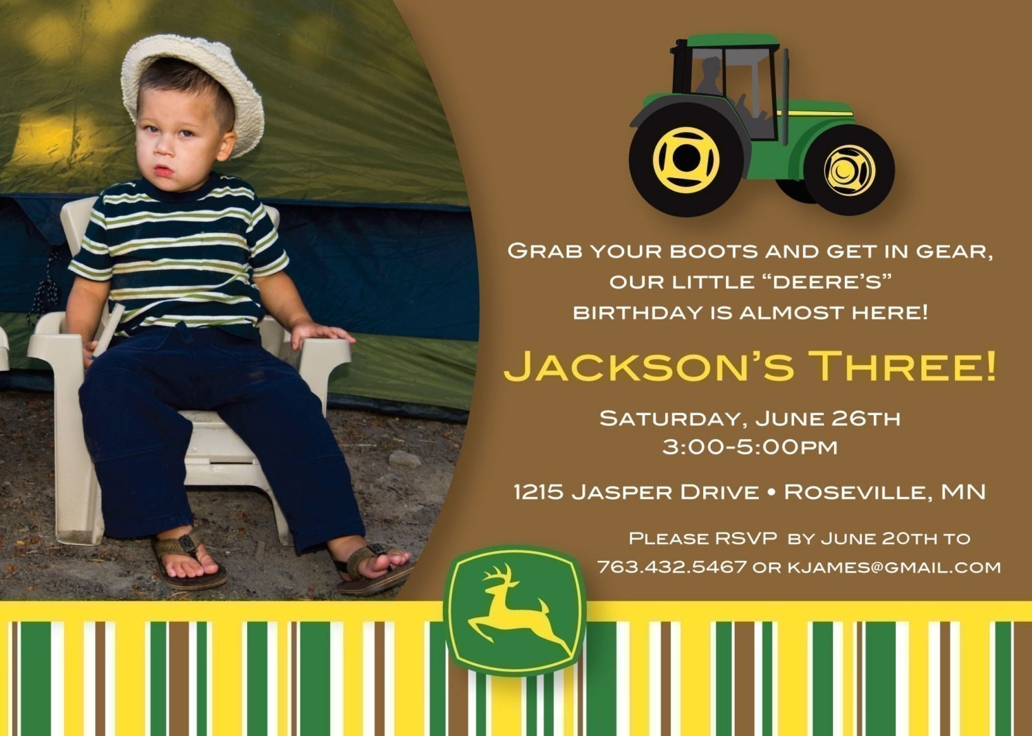 Best ideas about John Deere Birthday Invitations
. Save or Pin John Deere Tractor Custom Birthday Invitation for any Now.