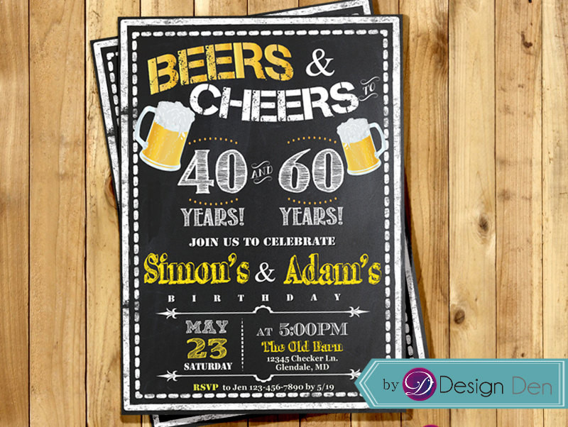 Best ideas about Joint Birthday Party Invitations
. Save or Pin Adult Birthday Joint Party Invitation for Men Beers & Cheer Now.