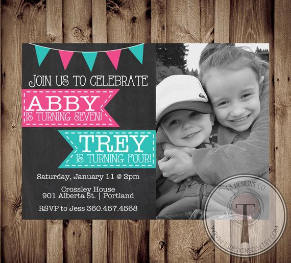 Best ideas about Joint Birthday Party Invitations
. Save or Pin Joint Birthday Party Invitation Twin Birthday Invitation Boy Now.