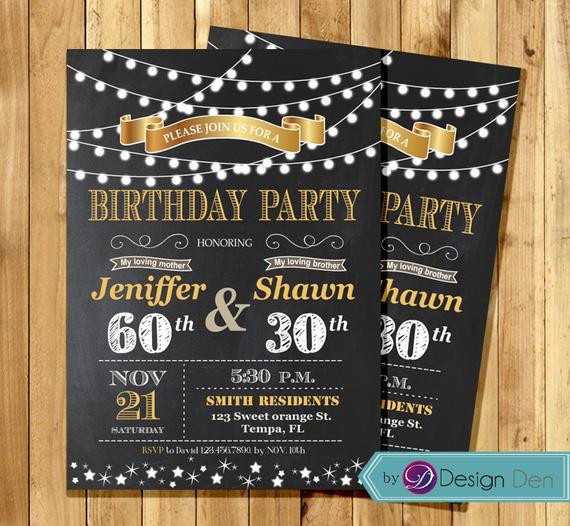 Best ideas about Joint Birthday Party Invitations
. Save or Pin Adult Joint Birthday Invitation String light Now.