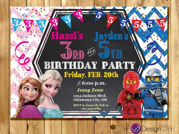 Best ideas about Joint Birthday Party Invitations
. Save or Pin Frozen and Ninja JOINT Birthday party Invitations Ninjas Now.