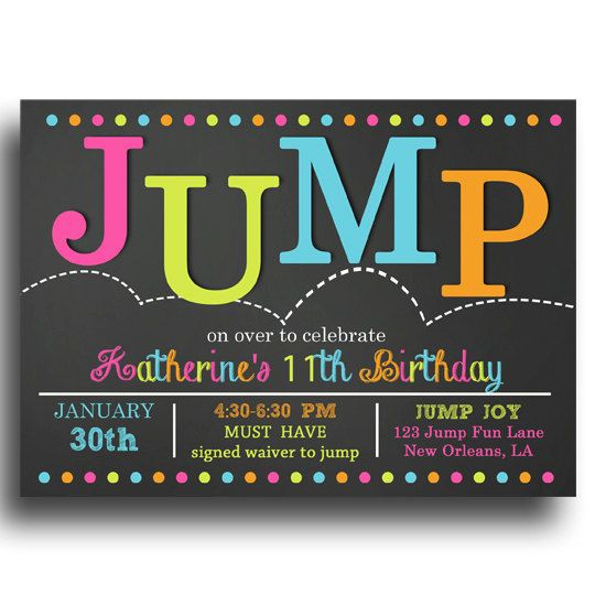 Best ideas about Jump Birthday Party
. Save or Pin Jump Invitation Printable Jump Bounce Trampoline Now.