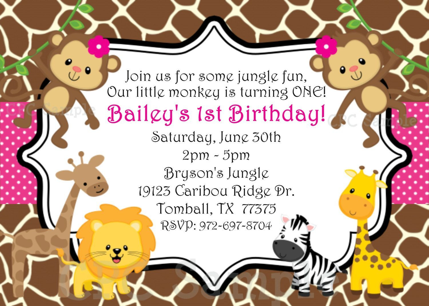 Best ideas about Jungle Theme Birthday Invitations
. Save or Pin safari themed first birthday invitation wording Now.