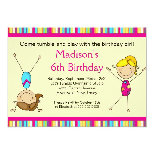 Best ideas about Kids Birthday Invitations
. Save or Pin Fun Gymnastics Kids Birthday Party Invitation Now.