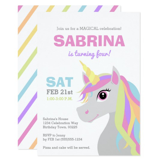 Best ideas about Kids Birthday Invitations
. Save or Pin Rainbow Unicorn Kids Birthday Party Invitation Now.