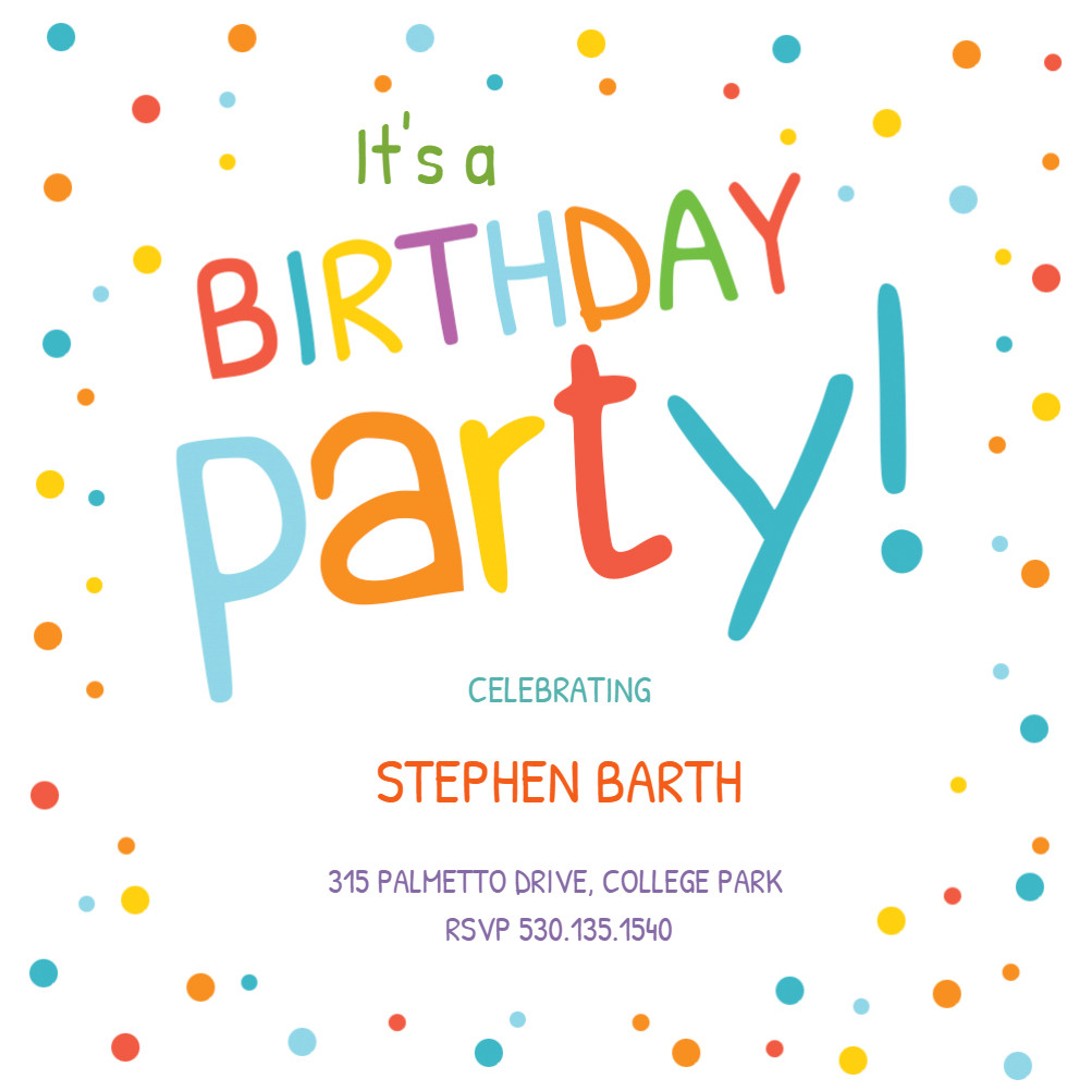 Best ideas about Kids Birthday Invitations
. Save or Pin Confetti Dots Border Birthday Invitation Template Free Now.