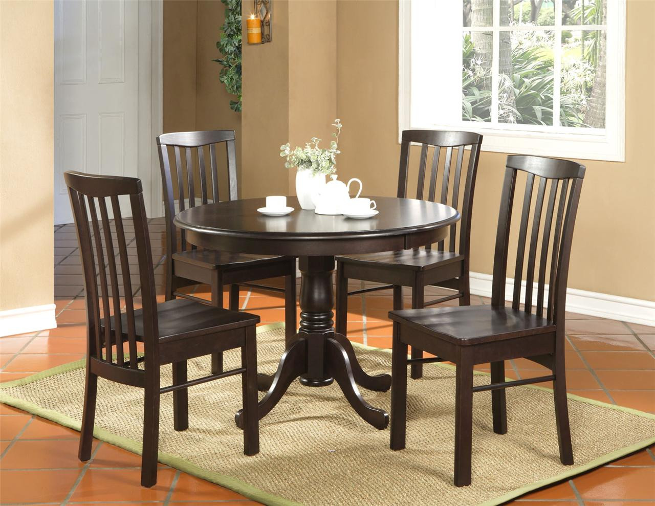 Best ideas about Kitchen Table Chairs
. Save or Pin 5PC ROUND KITCHEN DINETTE SET TABLE AND 4 CHAIRS WALNUT Now.