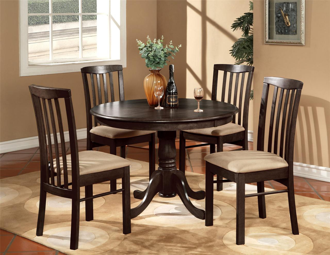 Best ideas about Kitchen Table Chairs
. Save or Pin 5PC ROUND 42" KITCHEN DINETTE SET TABLE AND 4 WOOD OR Now.