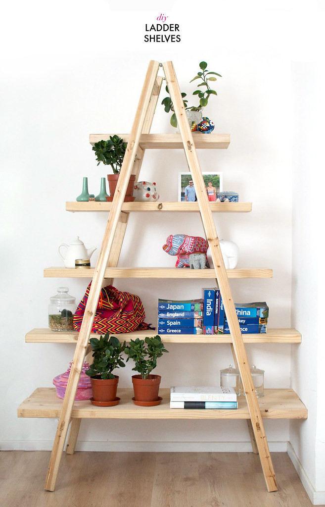 Best ideas about Ladder Shelf DIY
. Save or Pin DIY LADDER SHELVES a pair & a spare Now.