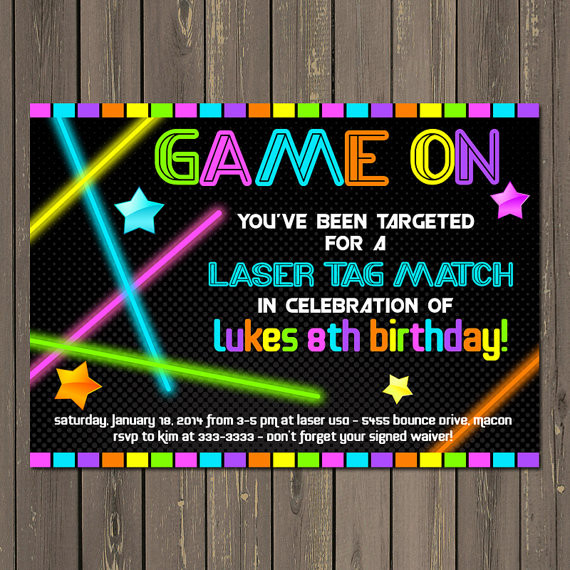 Best ideas about Laser Tag Birthday Invitations
. Save or Pin Laser Tag Invitation Laser Tag Birthday Invitation Neon Now.