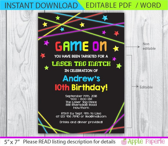 Best ideas about Laser Tag Birthday Invitations
. Save or Pin laser tag invitation laser tag birthday invitations neon Now.