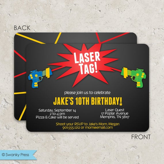 Best ideas about Laser Tag Birthday Invitations
. Save or Pin Laser Tag Birthday Invitations Fun 2 sided Design on Now.