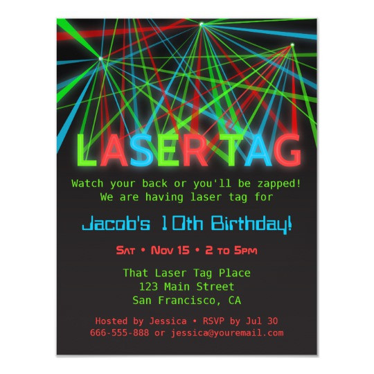 Best ideas about Laser Tag Birthday Invitations
. Save or Pin Neon Words Laser Tag Birthday Party Invitations Now.