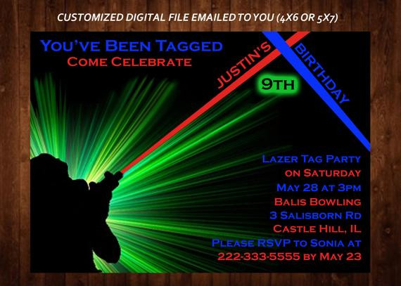 Best ideas about Laser Tag Birthday Invitations
. Save or Pin LASER TAG Themed Birthday Party Invitation Laser Tag Custom Now.