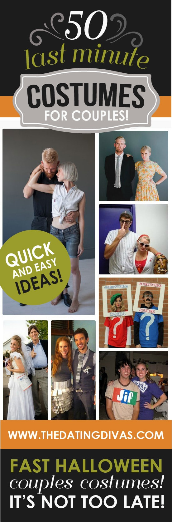 Best ideas about Last Minute DIY Couples Costumes
. Save or Pin 50 Last Minute Couples Halloween Costume Ideas The Now.