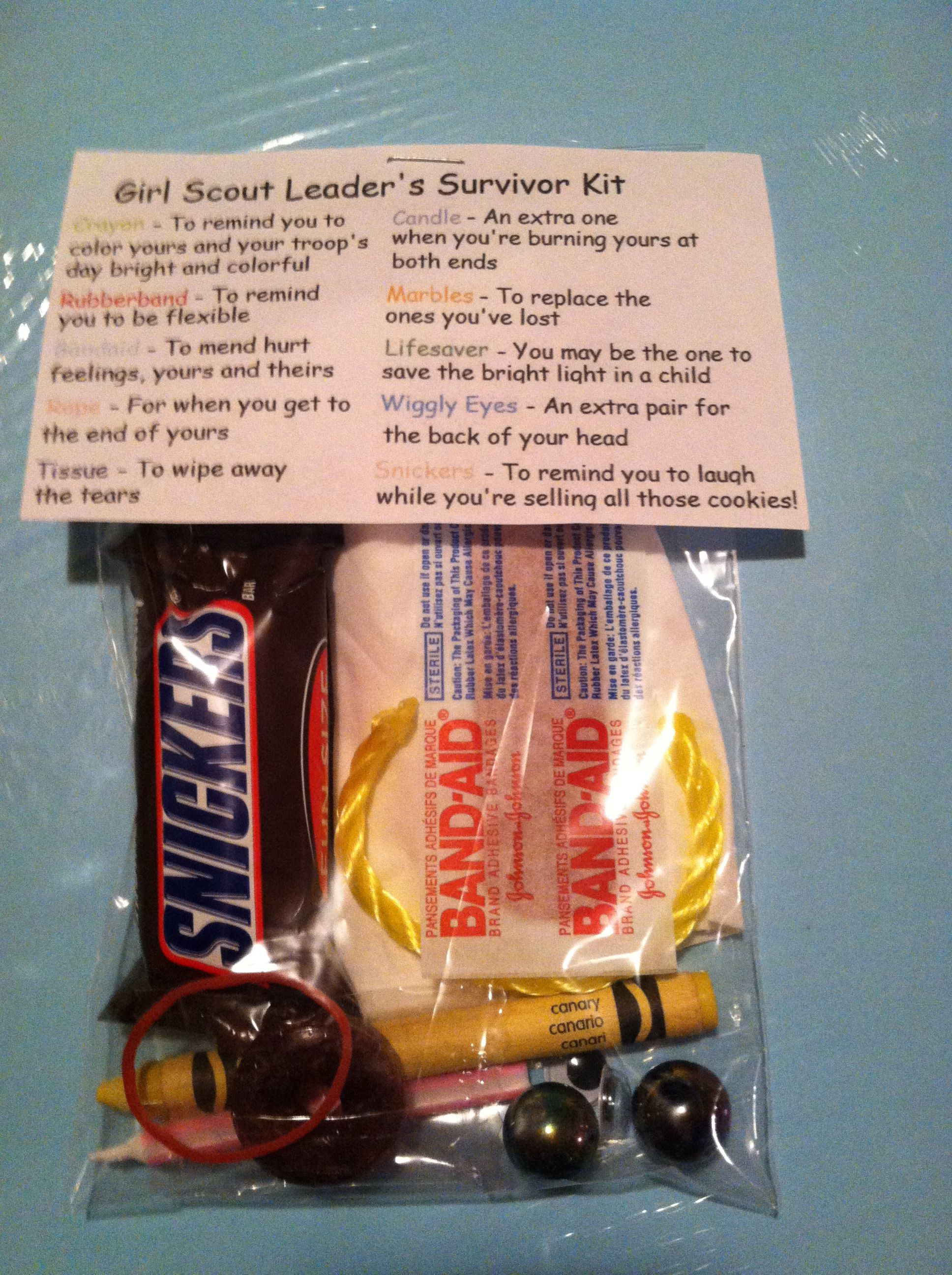 Best ideas about Leadership Gift Ideas
. Save or Pin Girl Scout leader survival kit my Honor Now.