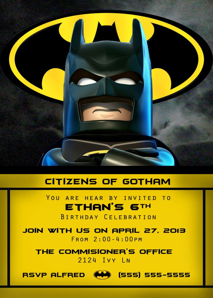 Best ideas about Lego Batman Birthday Invitations
. Save or Pin Lego Batman Invitation 4x6 or 5x7 by OrchidAvePrintables Now.