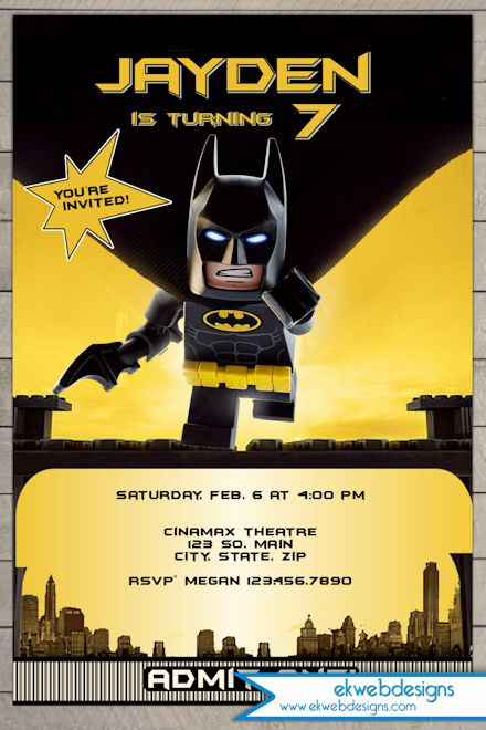 Best ideas about Lego Batman Birthday Party Invitations
. Save or Pin Lego Batman Movie 2017 Birthday Invitation Now.