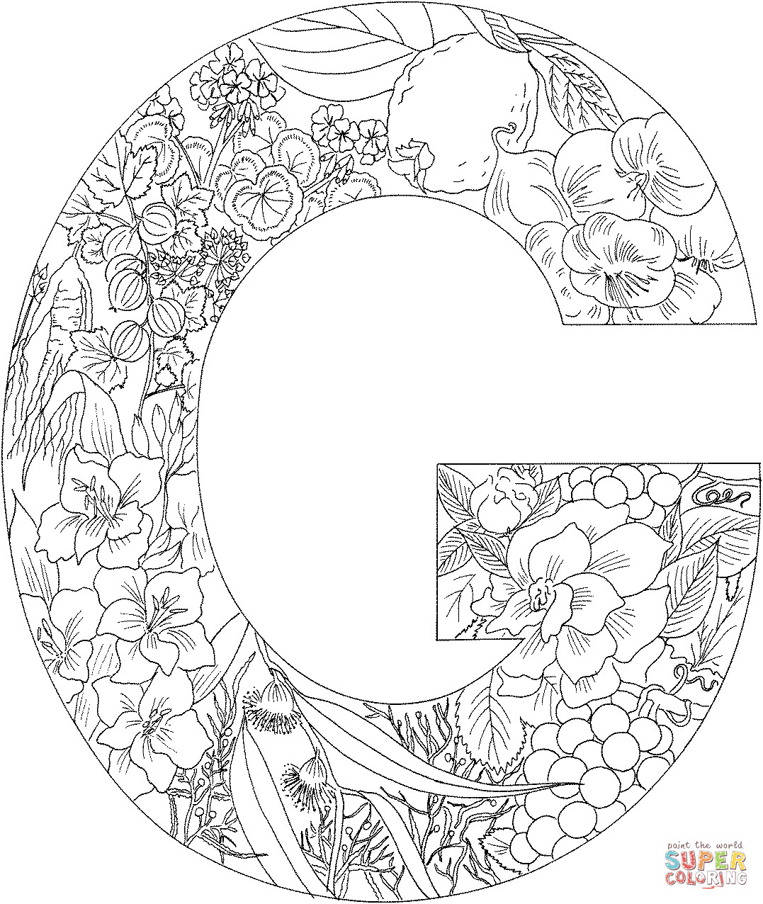 Best ideas about Letters Gj Coloring Pages For Teens
. Save or Pin Letter G with Plants coloring page Now.