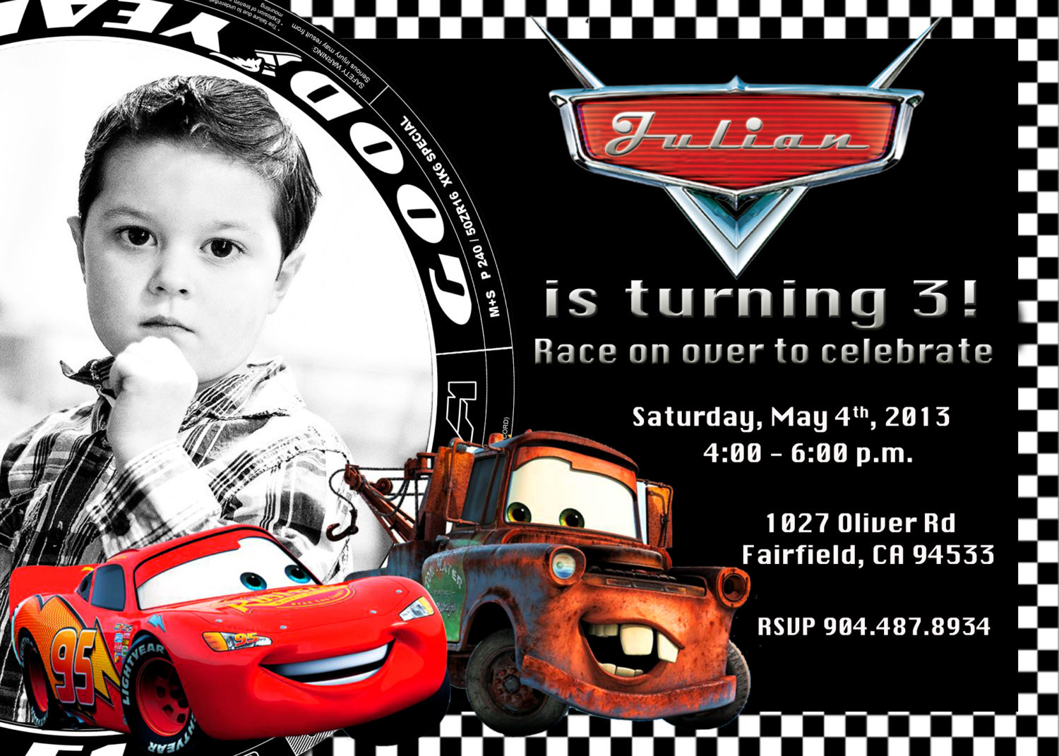 Best ideas about Lightning Mcqueen Birthday Invitations
. Save or Pin Disney Cars Lightning McQueen Mater Birthday Party Invitation Now.