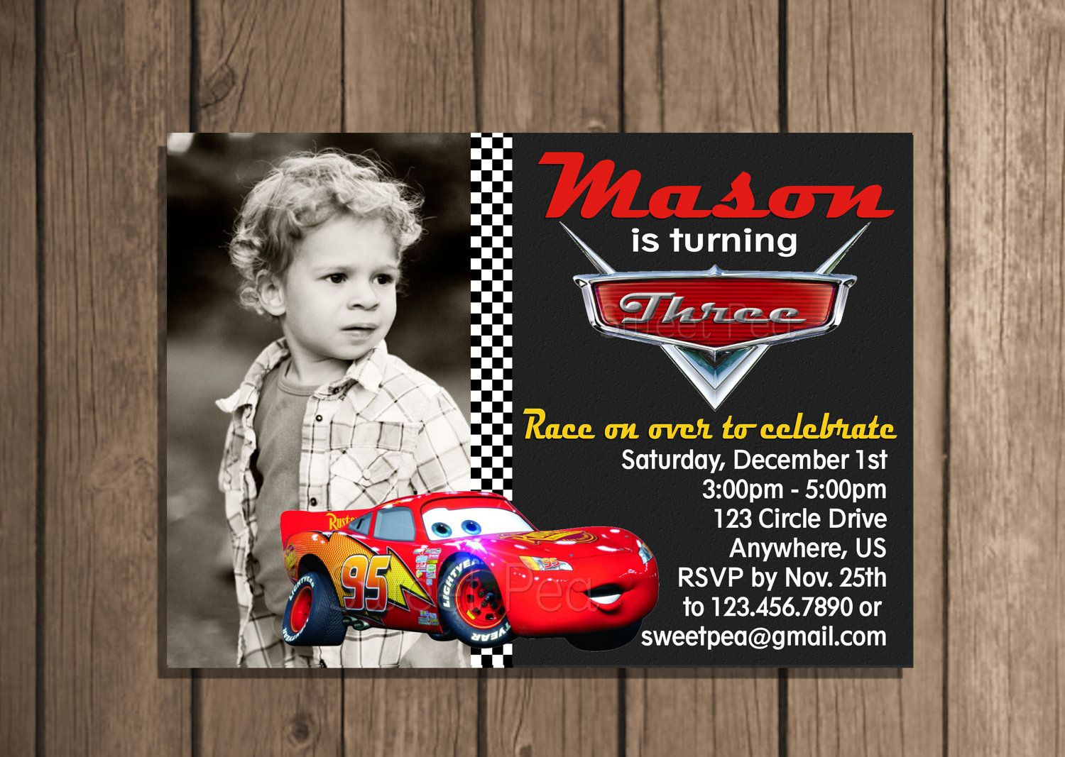 Best ideas about Lightning Mcqueen Birthday Invitations
. Save or Pin Disney CARS Lightning McQueen Any Age Birthday Now.