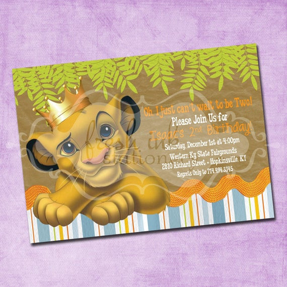 Best ideas about Lion King Birthday Invitations
. Save or Pin Simba Lion King Birthday Invitation by FreshInkStationery Now.
