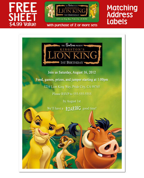 Best ideas about Lion King Birthday Invitations
. Save or Pin 8 LION KING Personalized Birthday Party INVITATIONS Now.