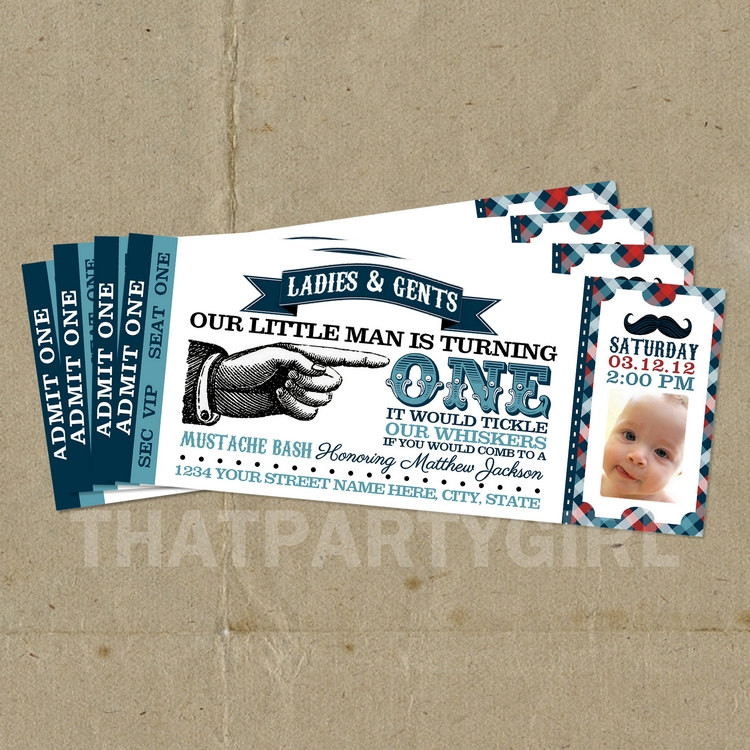 Best ideas about Little Man Birthday Invitations
. Save or Pin Little Man Birthday Party Ticket Style Invitations DIY U Now.