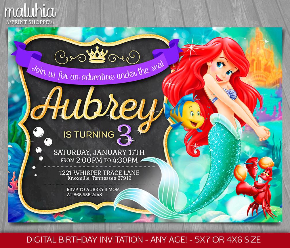 Best ideas about Little Mermaid Birthday Invitations
. Save or Pin Little Mermaid Invitation Disney Ariel Invite Little Now.