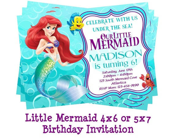 Best ideas about Little Mermaid Birthday Invitations
. Save or Pin Disney Little Mermaid Invitation Mermaid Party Ariel Now.
