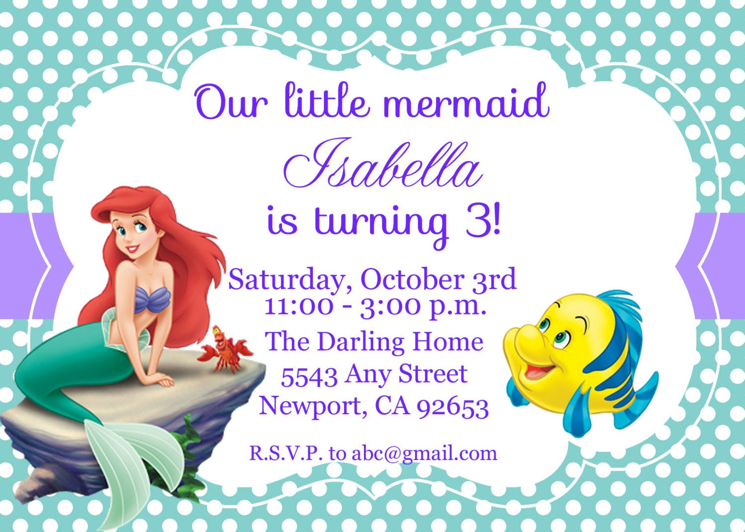 Best ideas about Little Mermaid Birthday Invitations
. Save or Pin The Little Mermaid Invitation Ariel Disney by Now.