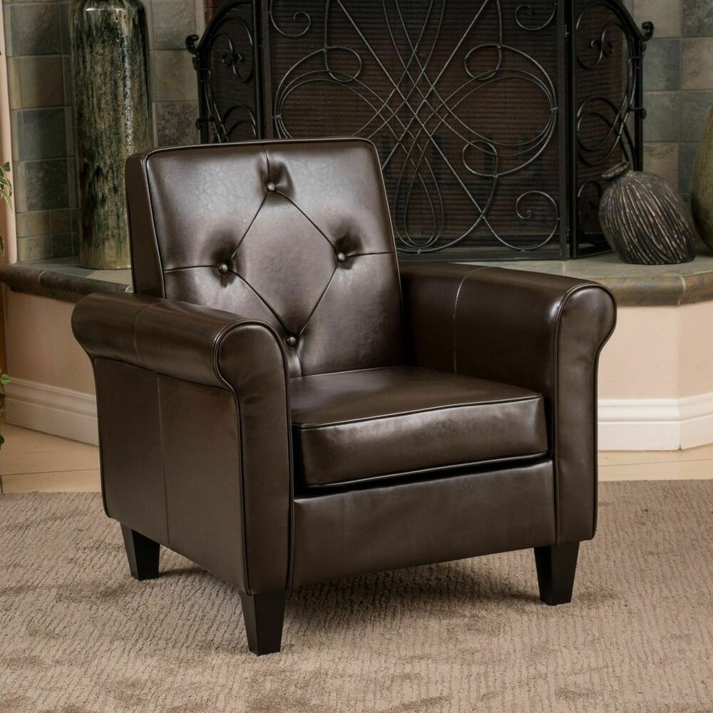 Best ideas about Living Room Chair
. Save or Pin Living Room Furniture Brown Leather Club Chair w Tufted Now.