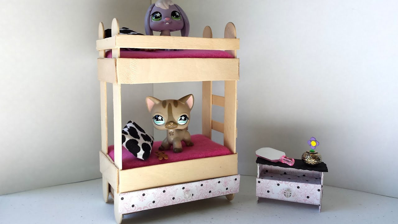 Best ideas about Lps DIY Bed
. Save or Pin How to Make a Tiny Bunk Bed with Drawer for LPS Littlest Now.