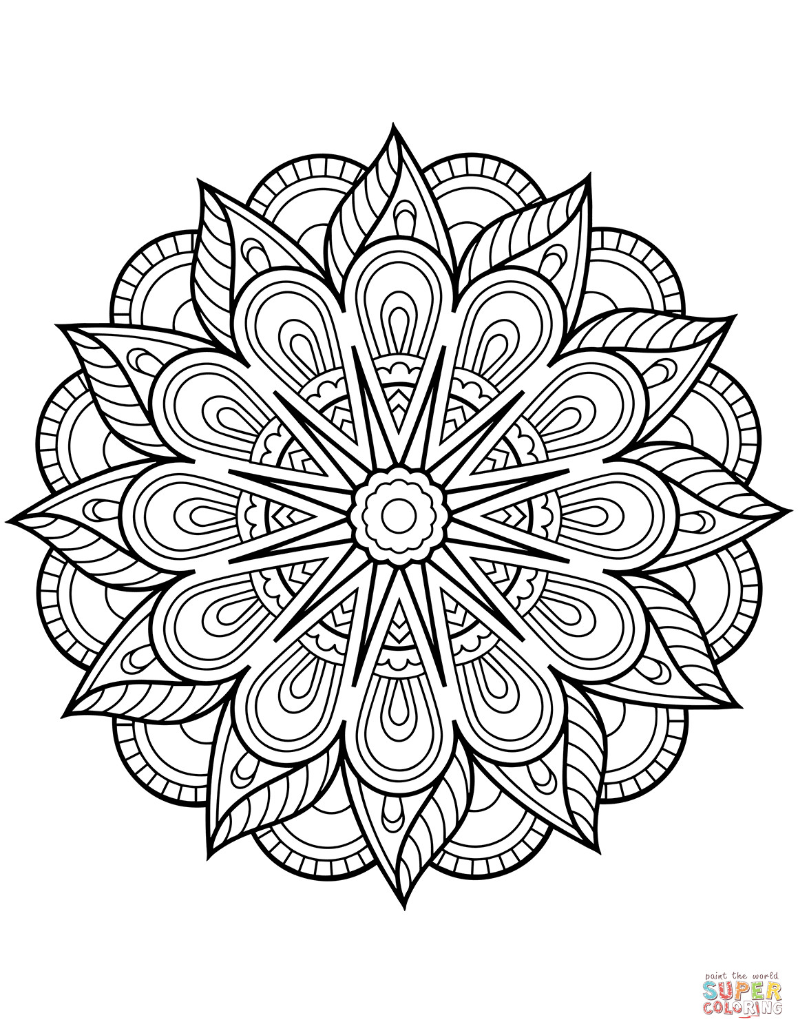 Best ideas about Mandalas Adult Coloring Books
. Save or Pin Flower Mandala coloring page Now.