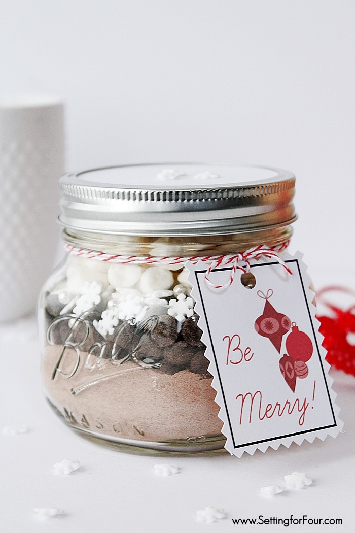 Best ideas about Mason Jar Christmas Gift Ideas
. Save or Pin Mason Jar Gift Idea Hot Chocolate with Free Pintable Tag Now.